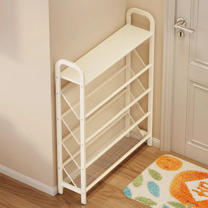 Steel shoe rack household door simple storage space saving metal multi-layer narrow shoe cabinet