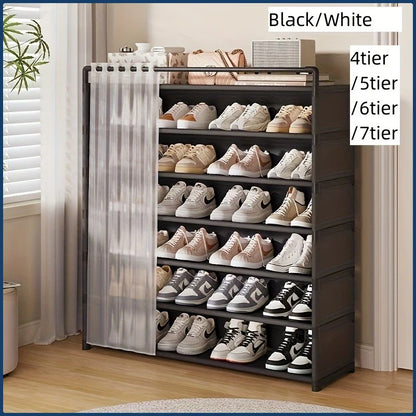 Dustproof Foldable Shoe Display Rack with Non-Slip Base, Easy to Clean, Multi-Layer Storage Shelf for Shoes and Accessories