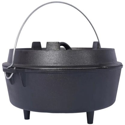Outdoor Camping Deep Pot for Cooking BBQ Baking Stainless Steel Black Durable Heavy-Duty with Lid Heat-Resistant and Easy to Cl