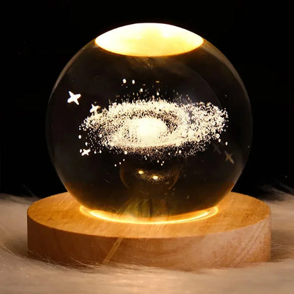 3D Crystal Lights Lamp RGB Glowing Planetary Galaxy Night Light Crystal Ball Night Lights Bedside Home Decor Christmas Gift