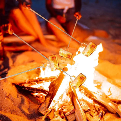 5Pcs Marshmallow Roasting Sticks Extendable 32in Long Metal Barbecue Skewers with Wooden Handle Outdoor Camping Fire Pit Sticks