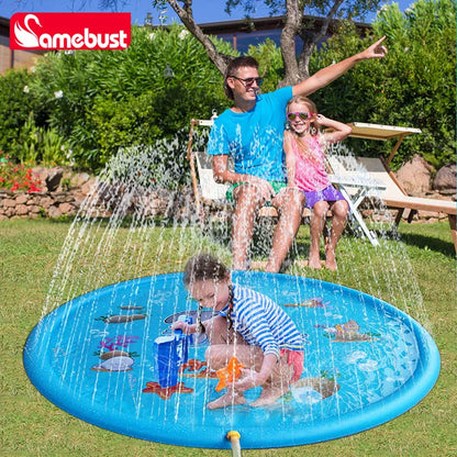 Camebust inflatable pvc water sprash mat outdoor water play sprinkler toy 59'
