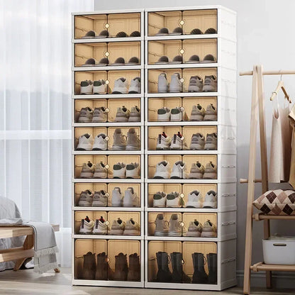 Household Goods Home Dust-proof  No Installation Foldable Transparent Folding Shoe Box, Large Capacity Shoe Storage Box