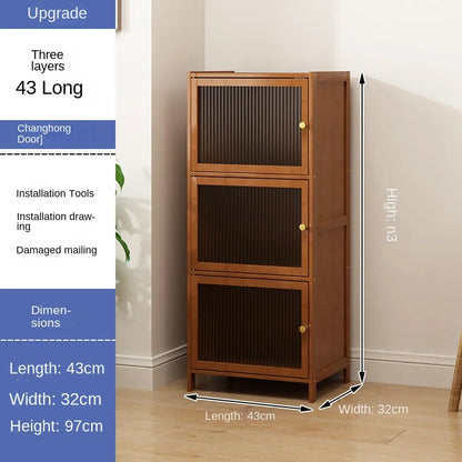 Bookcase with door, multi-layer storage rack, seam storage cabinet, living room display cabinet, bookshelf
