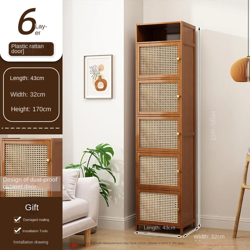 Bookcase with door, multi-layer storage rack, seam storage cabinet, living room display cabinet, bookshelf