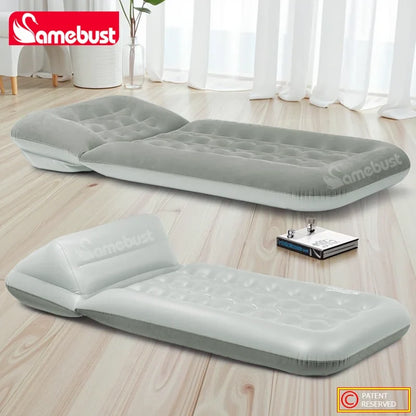 CAMEBUST Foldable Interior Air Mattress Inflatable Adjustable Sofa Bed Sleeping Mat for Home And Outdoor Use Brown/Grey