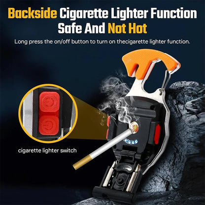 COB Keychain Work Light Flashlights, 7 Lighting Modes, Rechargeable Multi-Function Lights Seat Belt Cutter, Screwdriver, Whistle