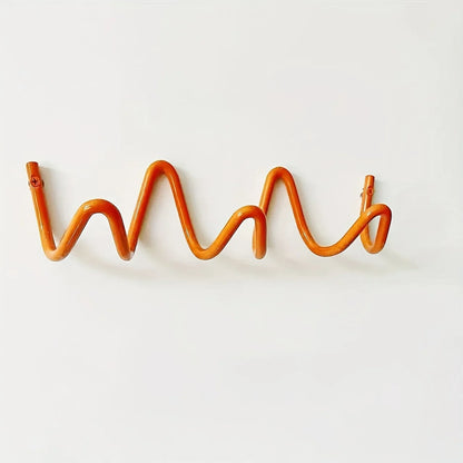 Wavy Metal Wall Hook - Stylish Silver & Black Coat Rack for Home, Entryway, or Hotel Decor - Perfect for Hats, Scarves