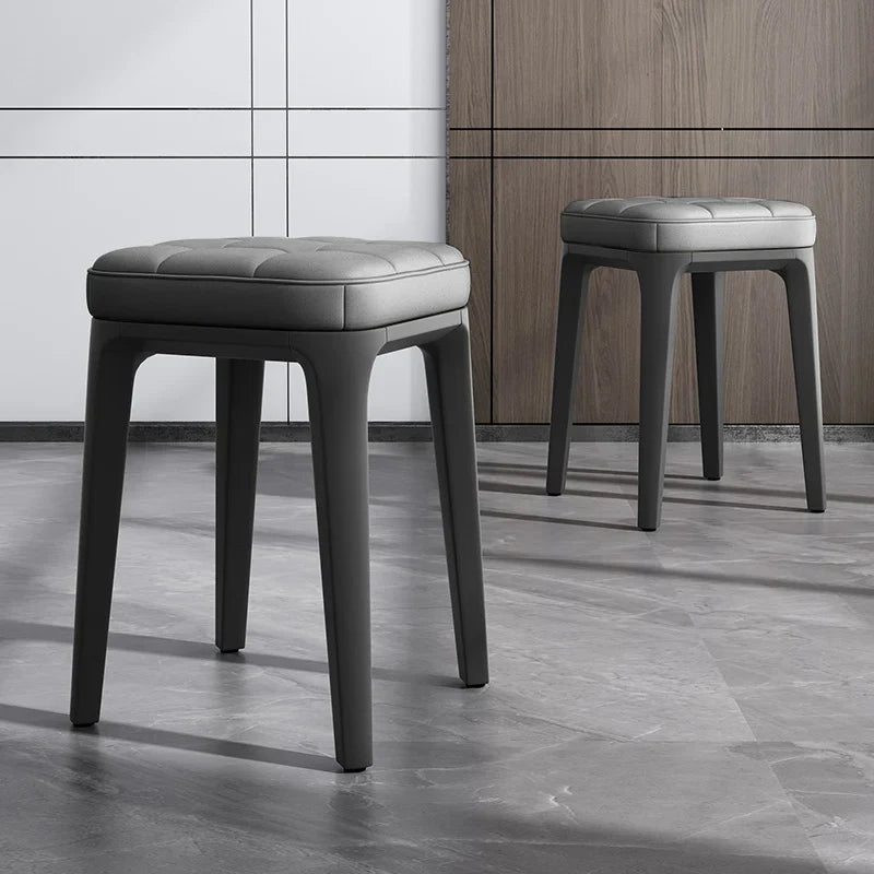 Stacking Stools,PU Leather Square Nesting Four-Legged Stool with Padded Stools Plastic Stackable Stool, Portable Breakfast