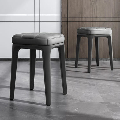 Stacking Stools,PU Leather Square Nesting Four-Legged Stool with Padded Stools Plastic Stackable Stool, Portable Breakfast