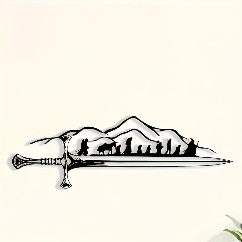 "The Fellowship of the Ring" Metal Wall Art - Retro Iron Silhouette Mural, Frodo and Sam, Fantasy Home Decoration for LOTR Fans