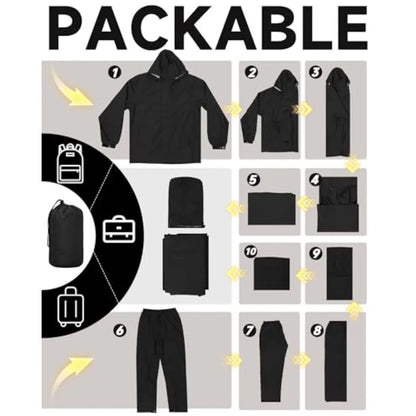 iCreek Rain Suit Waterproof Hooded Rain Gear Breathable Lightweight Packable Rain Jacket Pants Men Women for Hiking Fish Golf