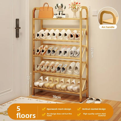 Steel shoe rack household door simple storage space saving metal multi-layer narrow shoe cabinet