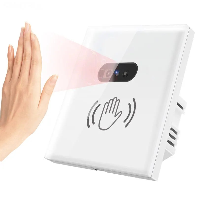 EU Infrared Wall Smart Light Switch No Need Touch IR Sensor Glass Screen Panel Infrared Human Body Detection Auto On Off
