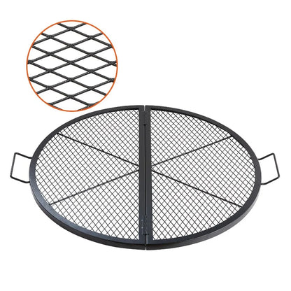 Foldable Round Cooking Grate for Outdoor Party Heavy Duty Steel Fire Pit Grill with Handle and Support X Wire 36 Inch Black Por