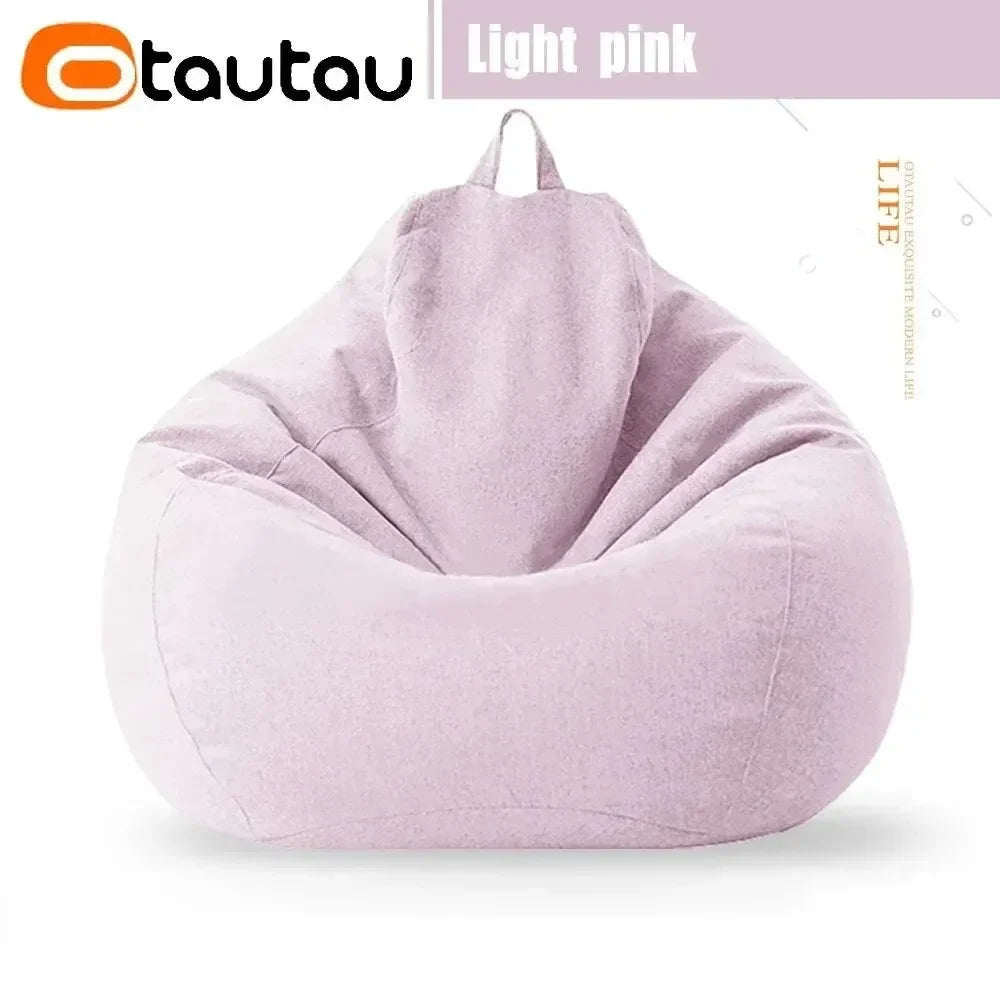 OTAUTAU Cotton Linen Bean Bag Cover without Filler Floor Corner Lazy Beanbag Chair Pouf Salon Ottoman Puff Lounger Sac DD002