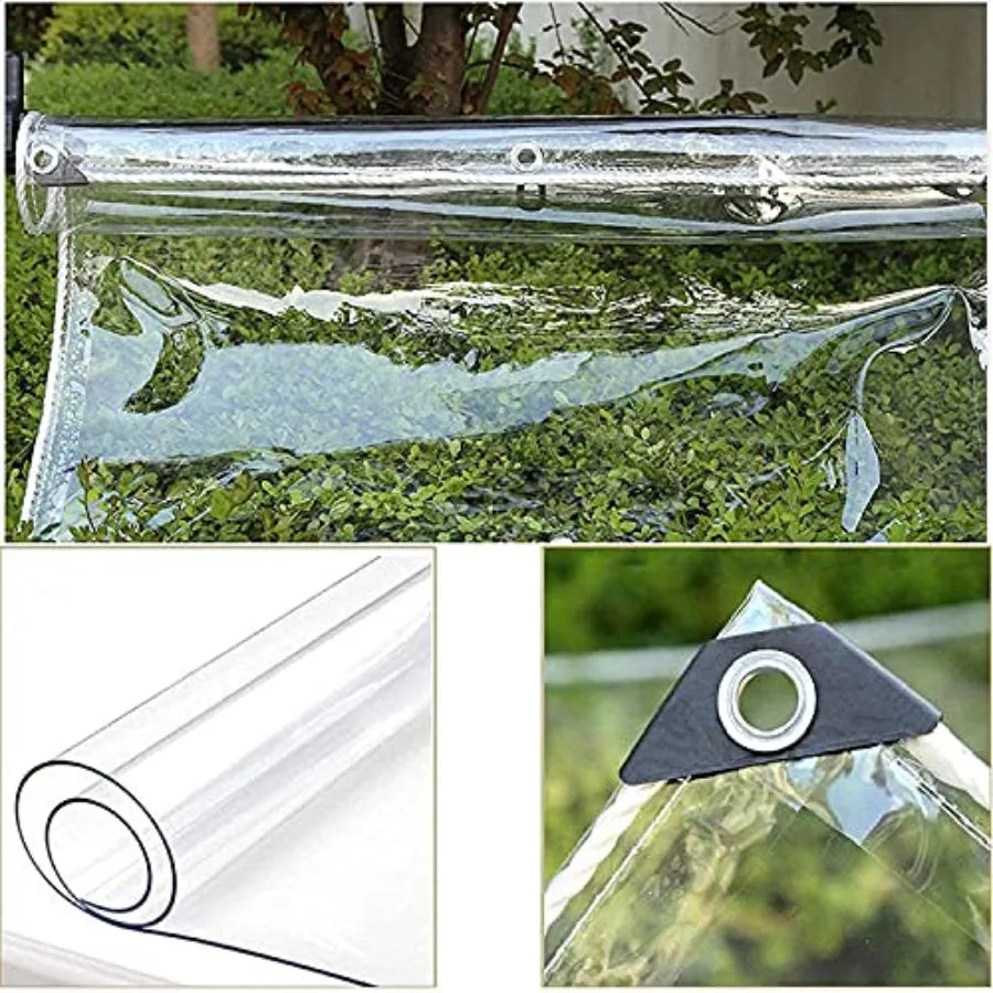 Canopies Tarps Clear PVC Waterproof Cloth Tear Resistance Waterproof 0.35mm Vinyl Transparent Awning Canopy Patio EnclosureAnti