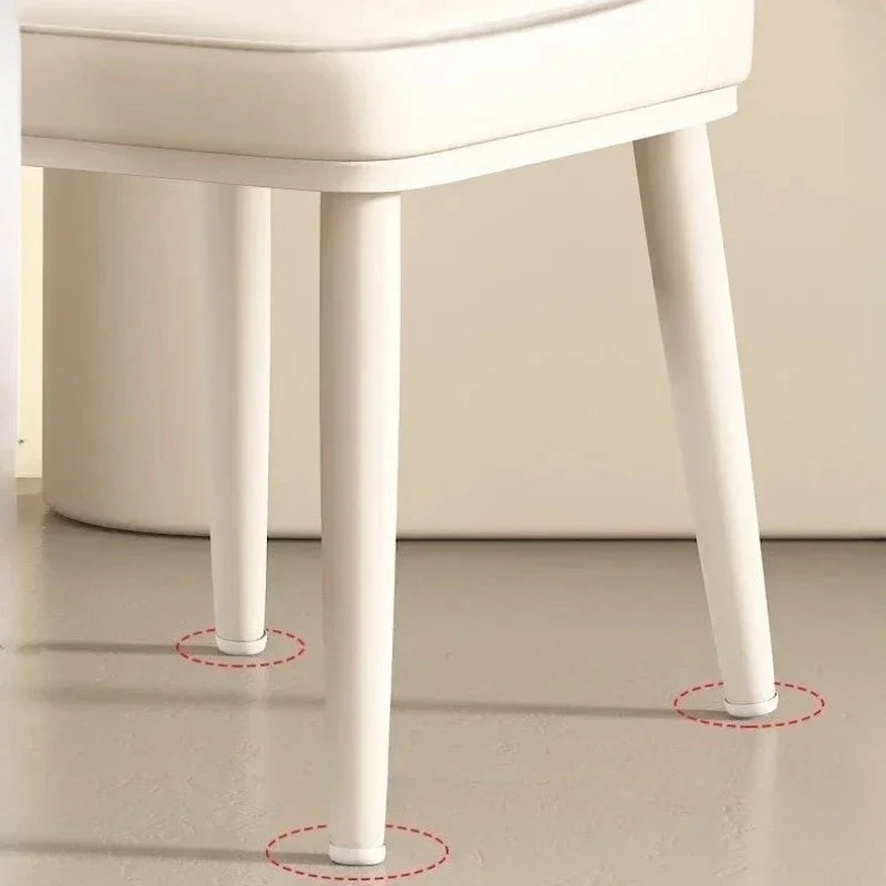 Cream Dining Chair - Modern Minimalist Lounge Chair with Wooden Legs, Mid-Century Accent Chair for Living Room & Dining Room