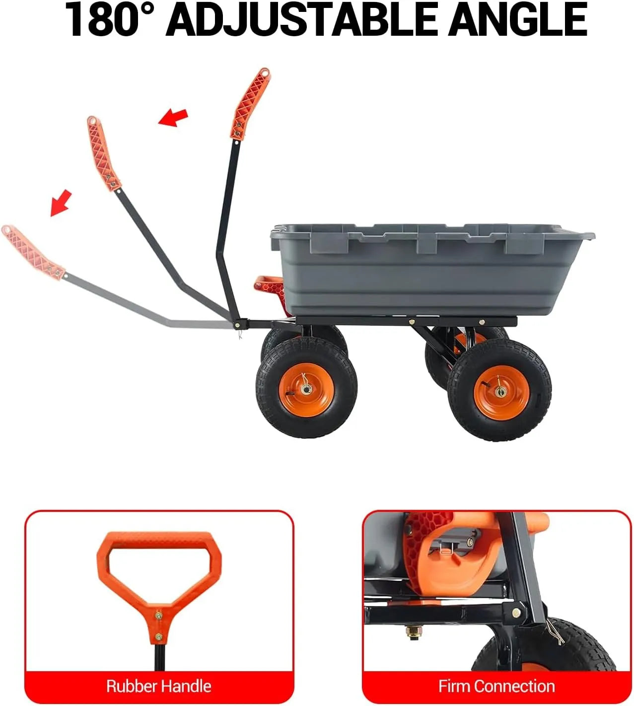 Poly Garden Dump Cart, 900Lbs Heavy Duty Utility Dump Wagon Yard Cart ,10" Tires