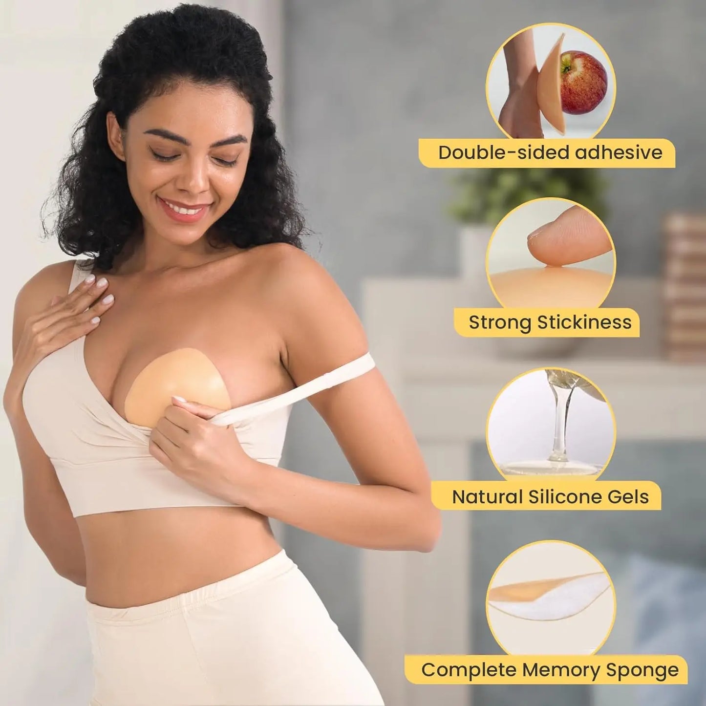 Double sided adhesive bra push-pull lifting pad is a self-adhesive pad used for bikinis, swimsuits, and strapless sports bras