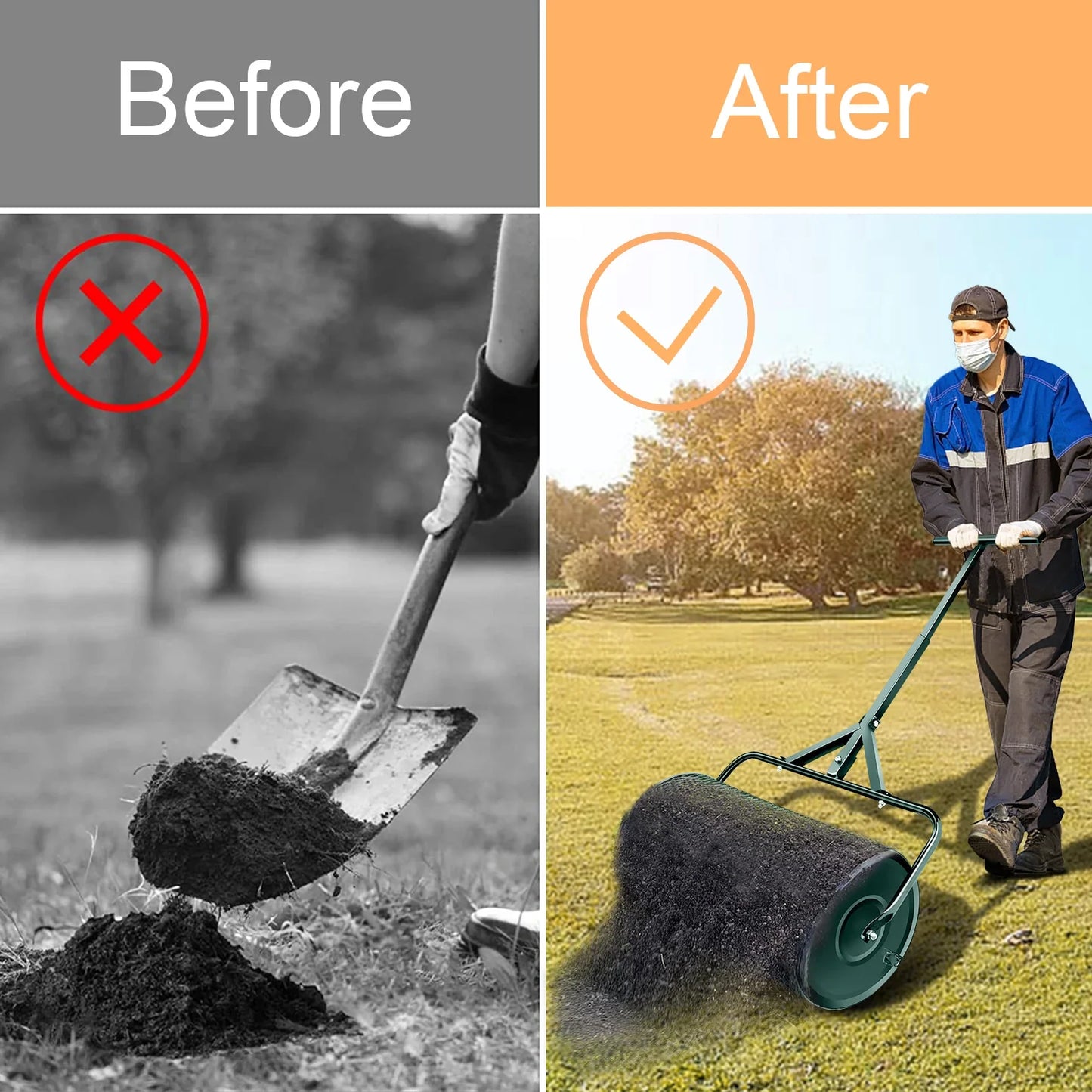 T Shape Handle Compost , Peat Moss , Metal Mesh Manure Spreader For Lawns, Garden Planting Seeding，Grape crushing tool