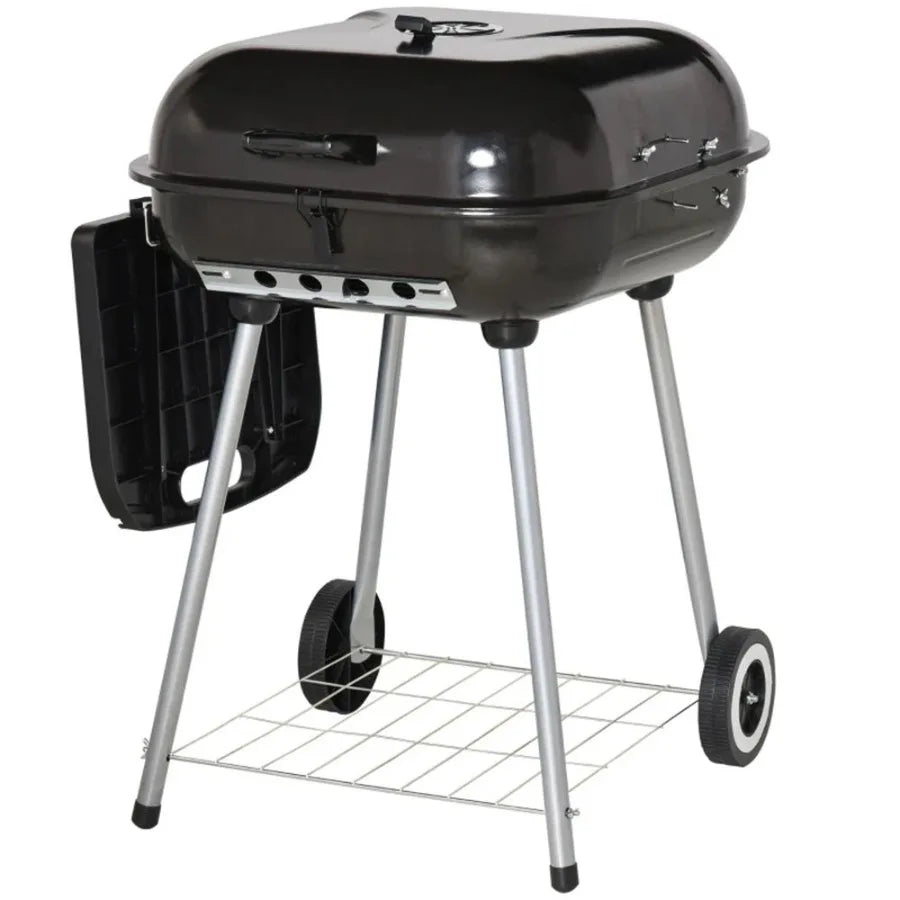 Charcoal barbecue grill for backyard picnic cookware in black with durable heat-resistant design