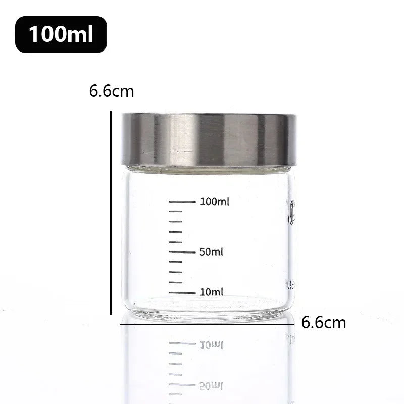 100-500ml Glass Bottle with Scale High Borosilicate Heat-resistant Glass Seal Jar Kitchen Seasoning Spices Storage Bottle Gadget