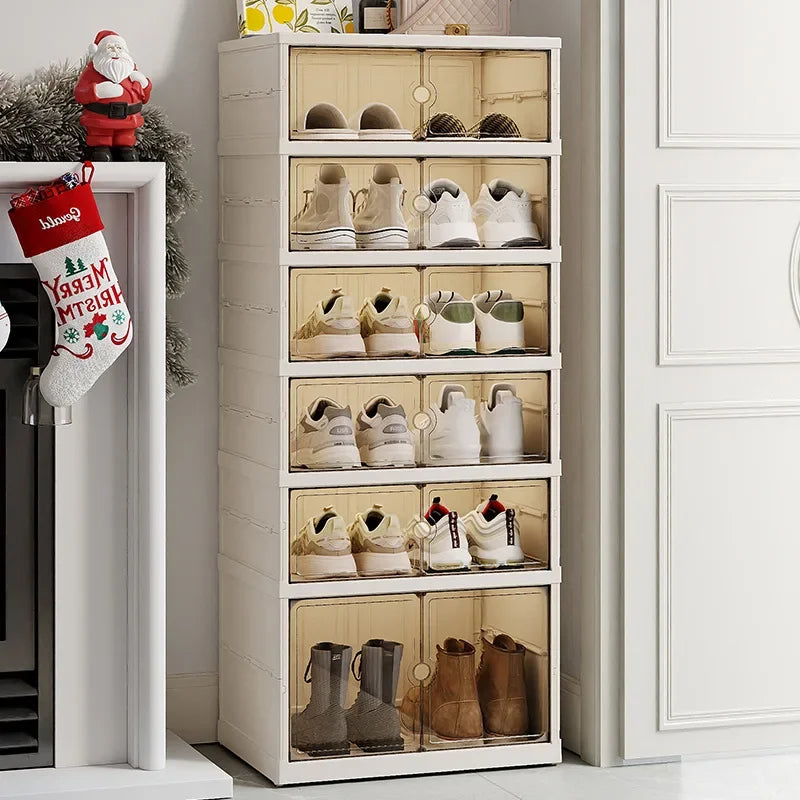 Home dust-proof shoe cabinet, no installation required, foldable transparent folding shoe box, large capacity shoe storage box