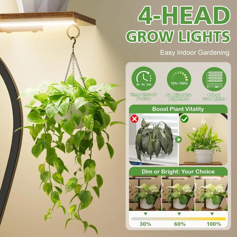 Flower stand indoor growth light multi-layer wrought iron living room balcony household green plant rack storage rack