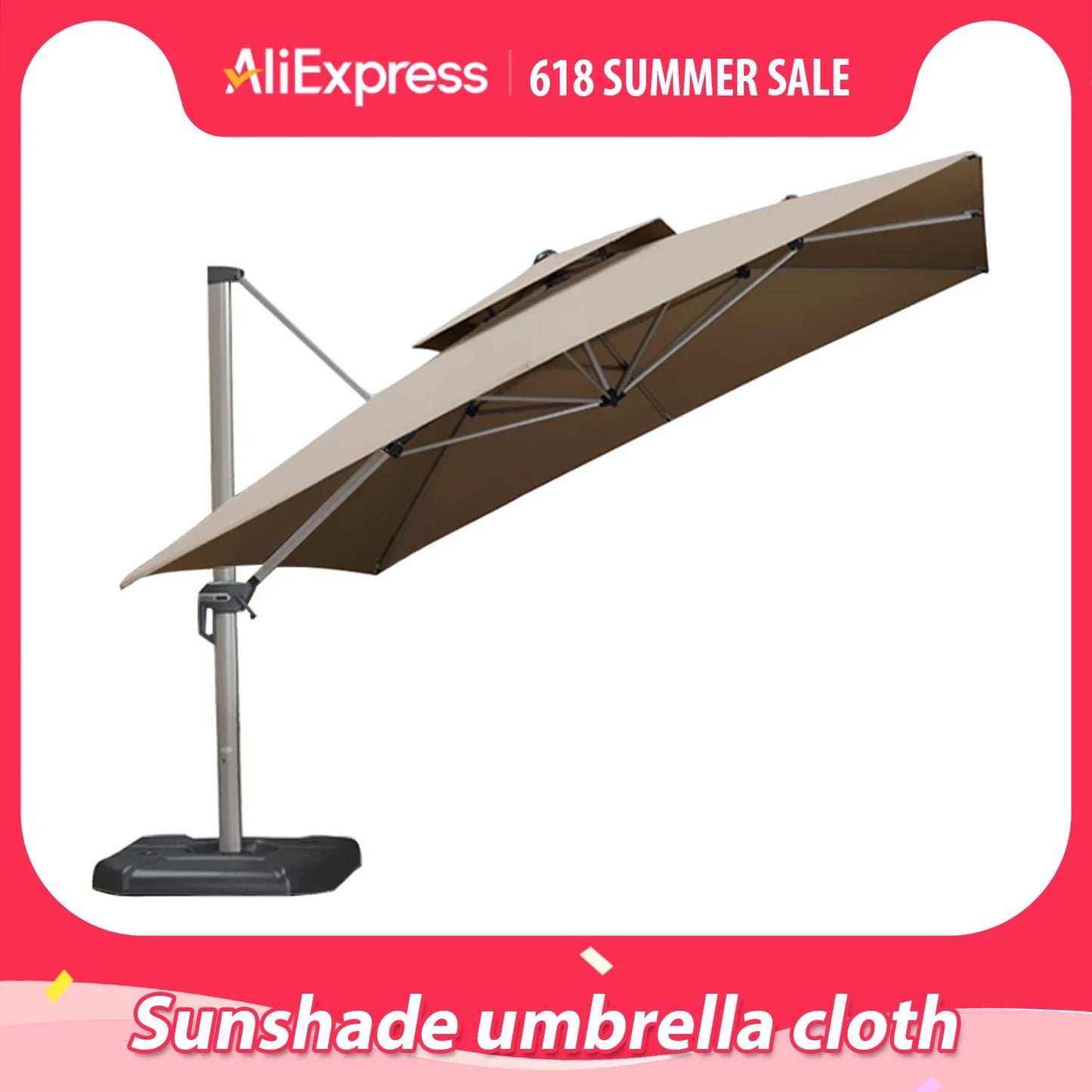 3X3M Outdoor Roman Umbrella Polyester Sunshade Umbrella Cloth Replacement Sunscreen and Rainproof Cloth Garden Courtyard