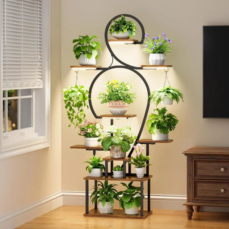 Flower stand indoor growth light multi-layer wrought iron living room balcony household green plant rack storage rack