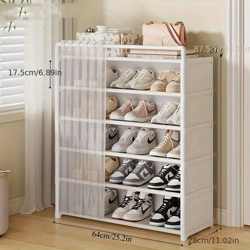 Dustproof Foldable Shoe Display Rack with Non-Slip Base, Easy to Clean, Multi-Layer Storage Shelf for Shoes and Accessories
