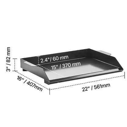 Carbon Steel Griddle 22x16 inch Universal Flat Top Rectangular Plate Gas Grill Griddle for BBQ Grill Teppanyaki Portable Family