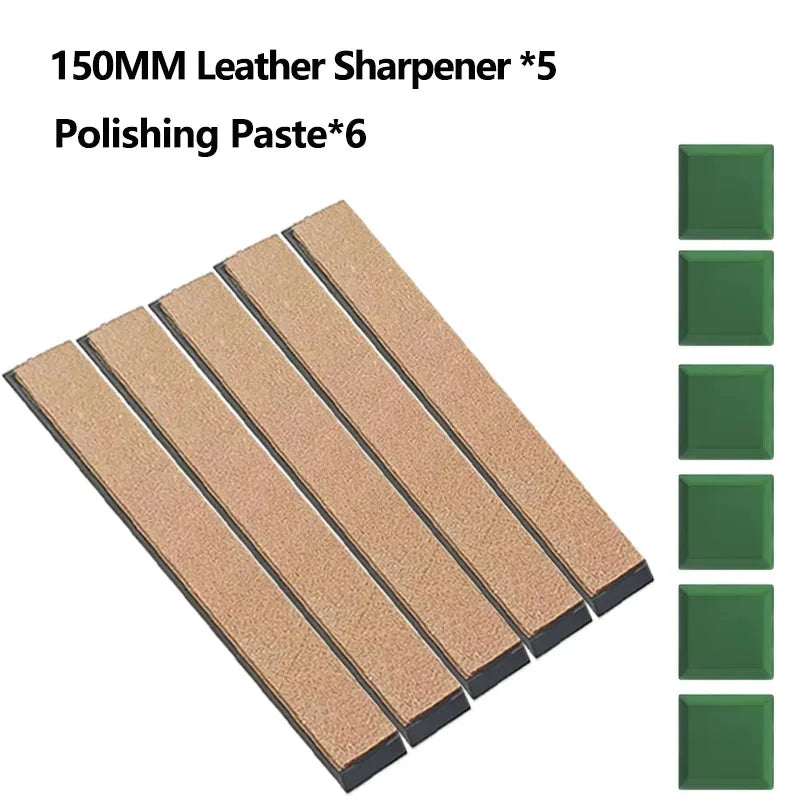 Double Side Leather Strop for Knife Sharpening Stropping Block Kit with Polishing Compound Knife Sharpening Double Side