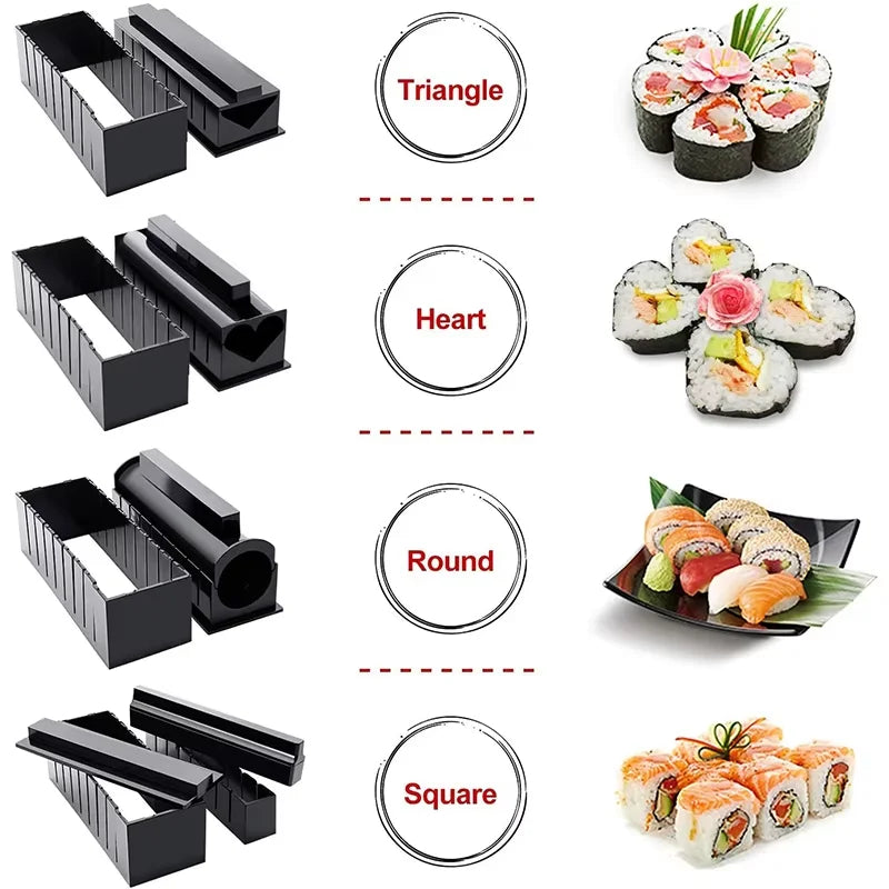 10 Pcs Sushi Making Kit Original Sushi Maker Tool Set DIY Sushi Rice Roll Mold Shapes For Beginners Sushi Mold Press YY115