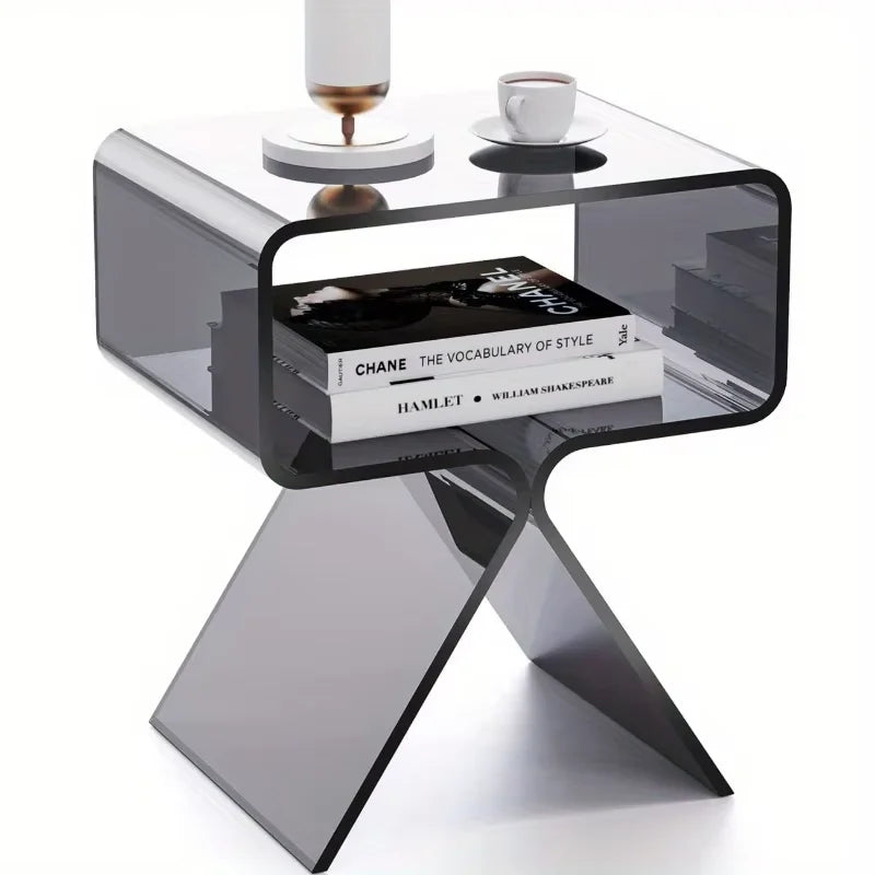 Modern Transparent Acrylic Bedside Table - Creative Side Table, Small Narrow End Table