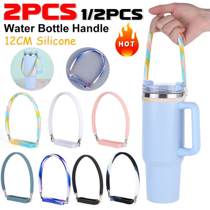 Soft Silicone Water Bottle Handle Silicone Portable Thermo Bottle Sling Carrier Holder With Strap for  Stanley Cup Accessories