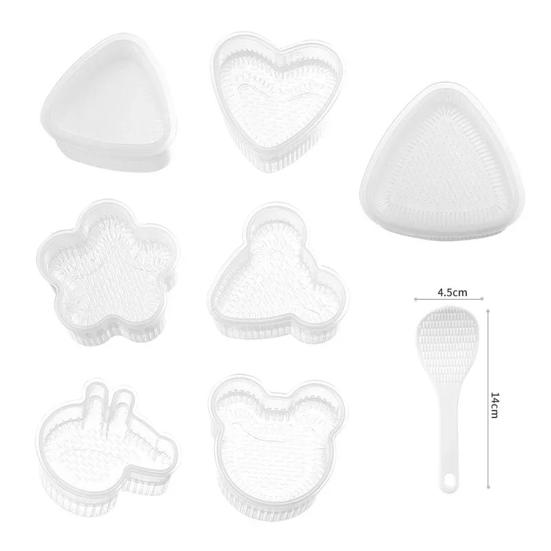 Transparent Plastic Onigiri Mold Set  Japanese-style Onigiri and Sushi Mold Set  Sushi Cartoon-themed Onigiri Molds For Children