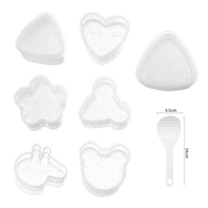 Transparent Plastic Onigiri Mold Set  Japanese-style Onigiri and Sushi Mold Set  Sushi Cartoon-themed Onigiri Molds For Children