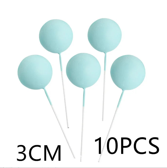 10 Pcs Colour Ball Happy Birthday Cake Topper 3CM Frosted Balls Kids Christmas Party Gift Cake Topper Wedding Dessert Decoration