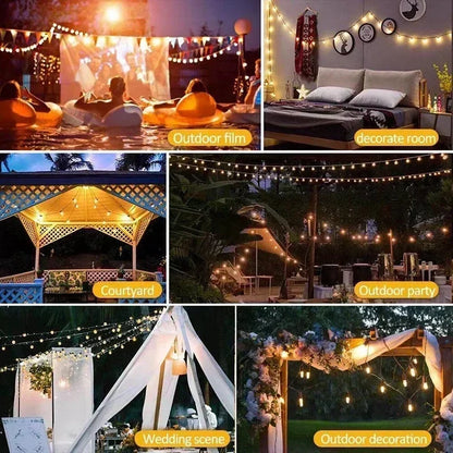 LED Solar Light Outdoor Waterproof S14 Ball Bulb String Lights Papaya Courtyard Christmas Decoration