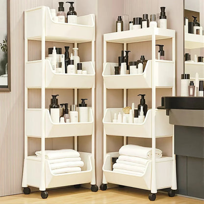5-tier Storage Rack Storage Cart Bookshelf - Mobile Storage Rack with Wheels for Living Room Bedroom Dormitory Book Storage Rack