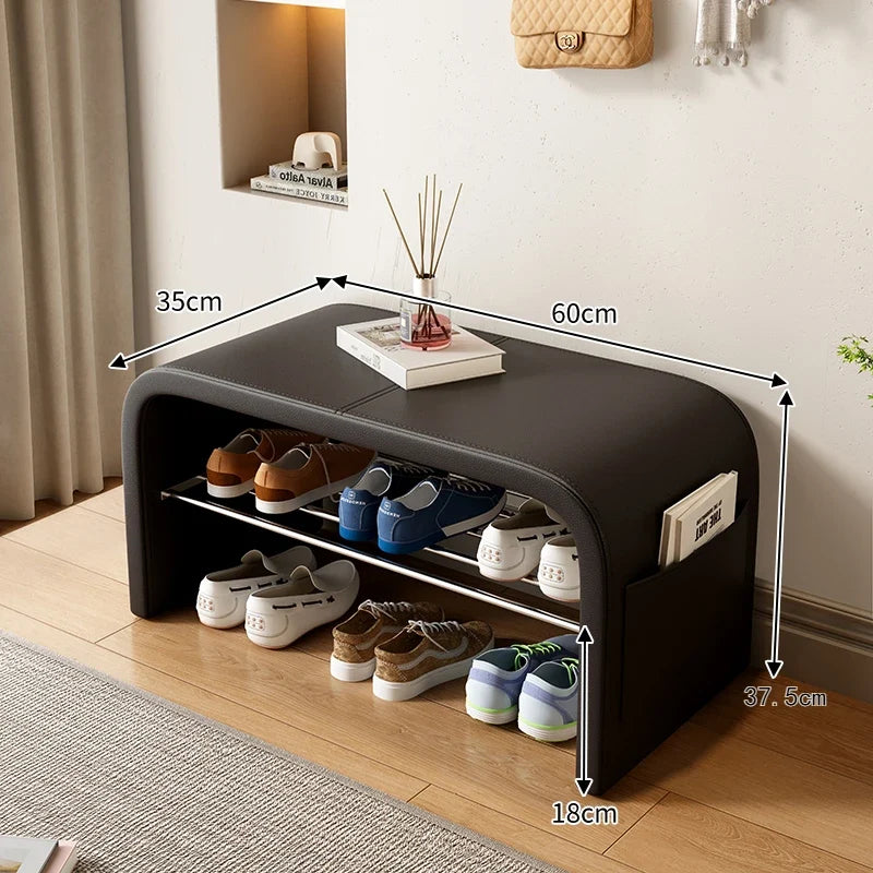 Light luxury shoe changing stool for home use, shoe wearing stool, shoe cabinet, integrated bed end stool