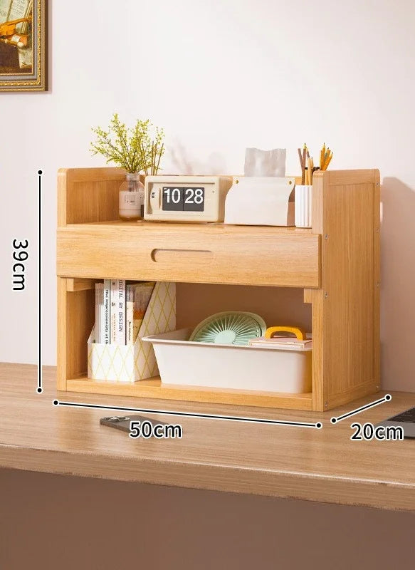 Household Goods Simple Desktop Bookshelf Dormitory Multi-layer Storage Rack Home Student DeskSolid Wood With Extraction Rack
