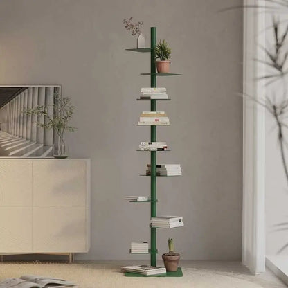 Designer Rotating Spiral Shelf Bookshelf Corner Iron Display Rack Narrow Bookcase Living Room Space Saving Storage Organizer