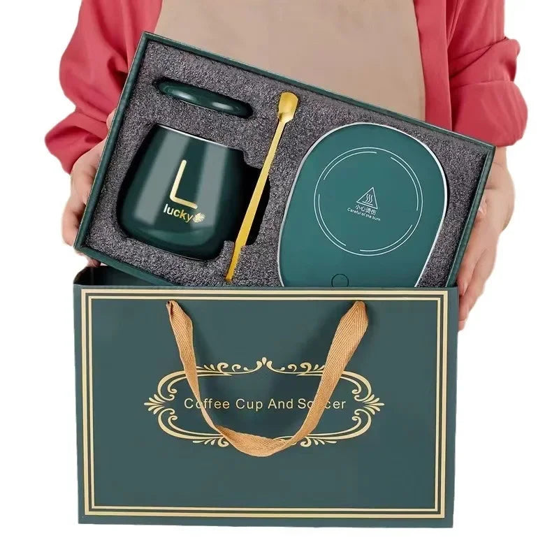 2025 warm and insulated coffee cups ceramic constant-temperature cups 55 degree warm ceramic cup with Jiapin mug gift box sets