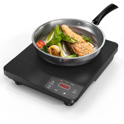 Portable Induction Cooktop 1800W with 10 Inch Fry Pan 110V-120V Electric Hot Plate for Home Use 8 Power Levels 8 Temperature Se