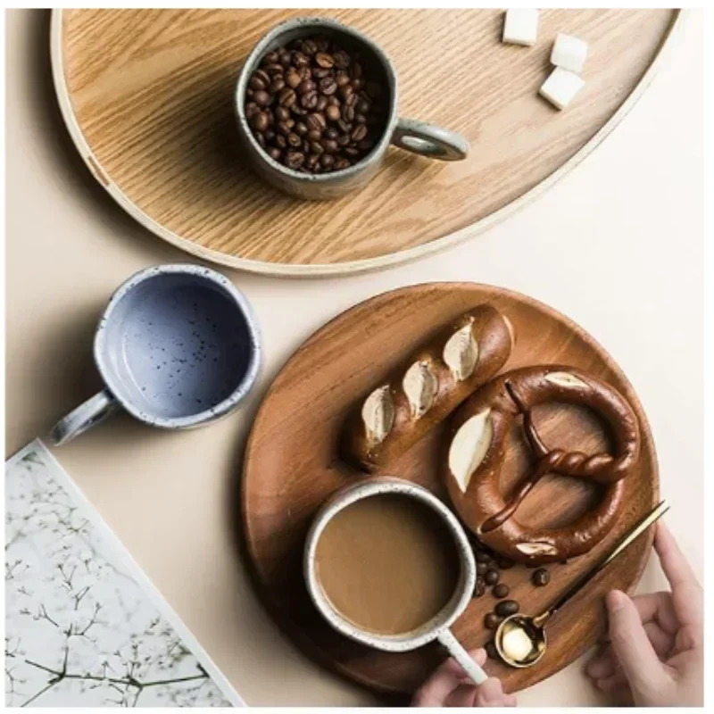 250ML Ceramic Mugs Creative Ring Handle Korean Style Irregular Splash Ink Coffee Cup Office Home Breakfast Tea Cup Handgrip Mug