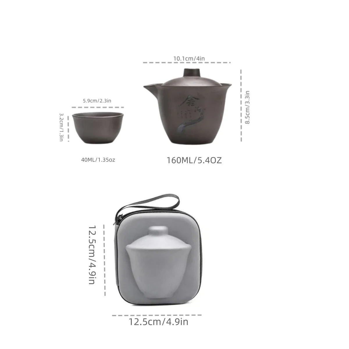 Ceramic Portable Travelling Tea Set Outdoor Camping Tea Set One Pot Three Cups Set