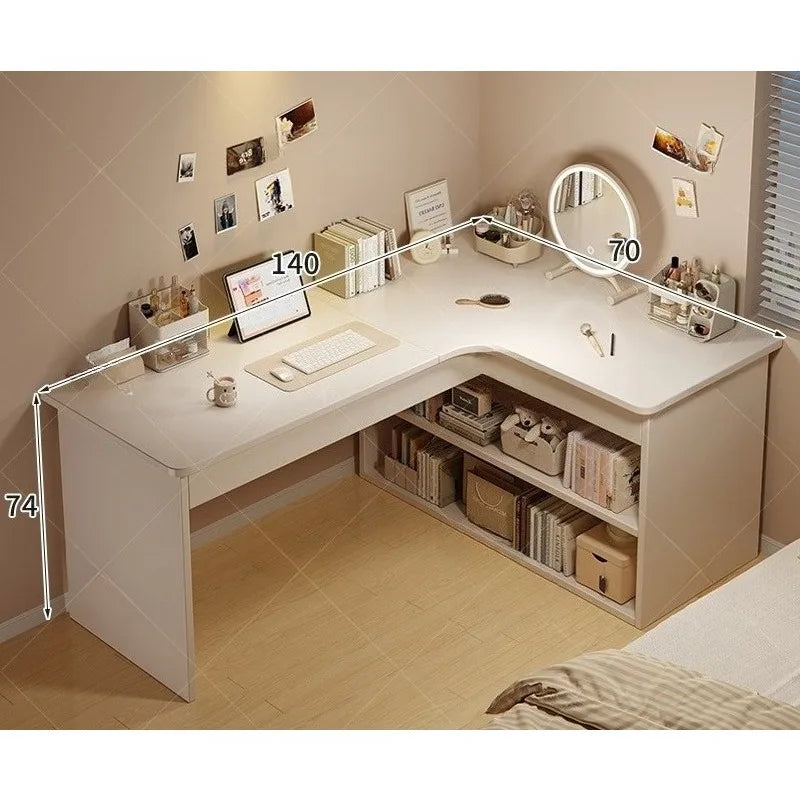 Computer desk Desktop Home bedroom Bookshelf Integrated student learning to write Corner Multifunctional office desk